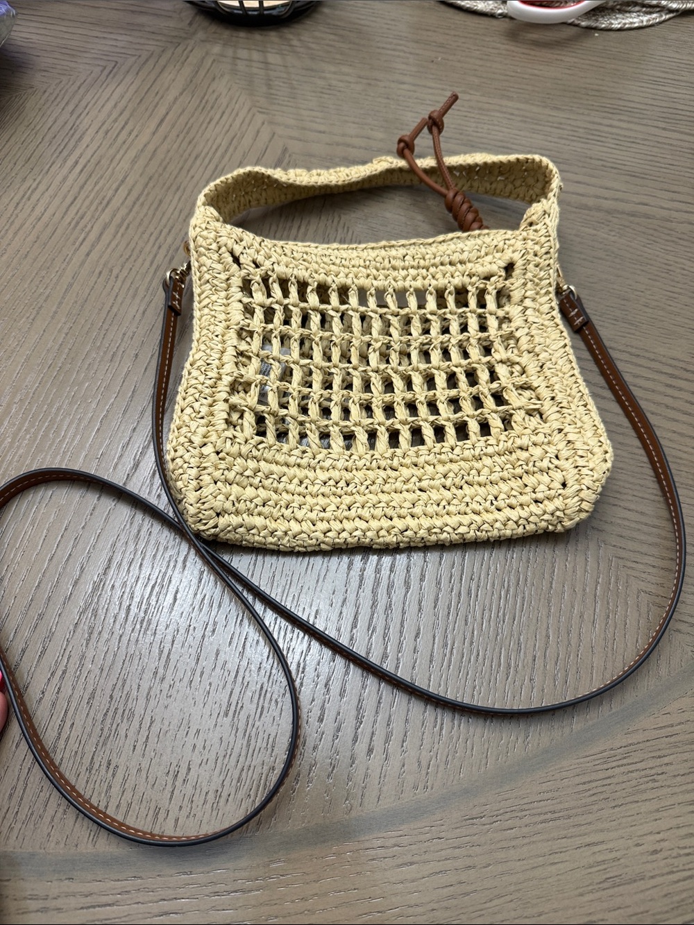 Woven Straw Crossbody Bag in Natural Beige